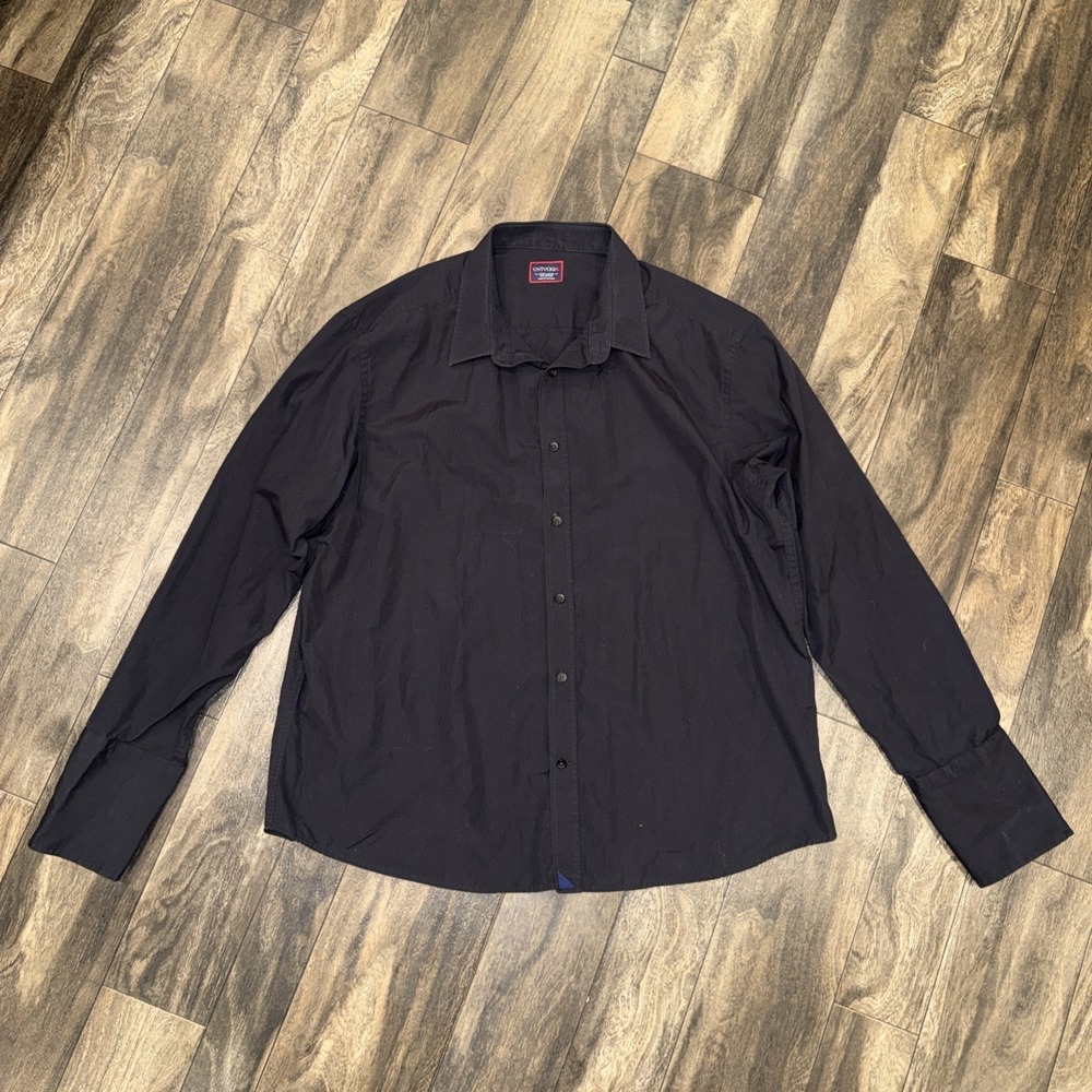 Untuckit Long-Sleeve Polo Button-Up Shirt Black 100% Cotton Men's Size XXX-Large